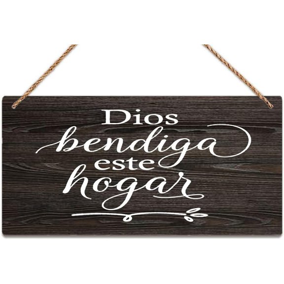 Zomyto Wall Decor Wood Sign Spanish Sign God Bless Our Home Spanish Wood Signs Design Hanging Gift Decor 12 X 6 Inch