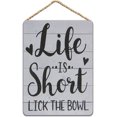 thumbnail image 1 of Zomyto Wood Kitchen Sign, Life is Short Lick The Bowl, Kitchen Decor 12x16 in / 30x40 cm, 1 of 6