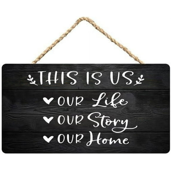 Zomyto Wood Sign,This Is Us,Our Life,Our Story,Our House,Rustic Wooden Hanging Sign 12X6 In Door Hanging Plaques