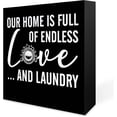 thumbnail image 1 of Zomyto Wooden Box Sign 5x5 In Funny Laundry Sign Laundry Room Our Home Has Endless Love And Laundry Desk Decor, 1 of 7