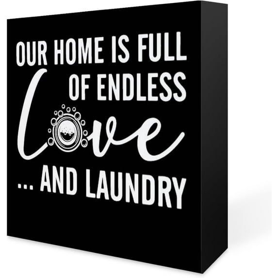 Zomyto Wooden Box Sign 5x5 In Funny Laundry Sign Laundry Room Our Home Has Endless Love And Laundry Desk Decor