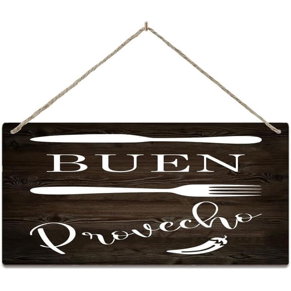 Zomyto Wooden Sign Room Decorations Buen Provecho Sign Spanish Kitchen Sign Spanish Welcome Sign Front Door Decoration Wood Wall Hanging 12 X 6 Inch