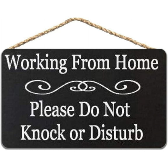 Zomyto Working from Home Please Do Not Knock Or Disturb Wood Sign 12x16 inch / 30x40 cm