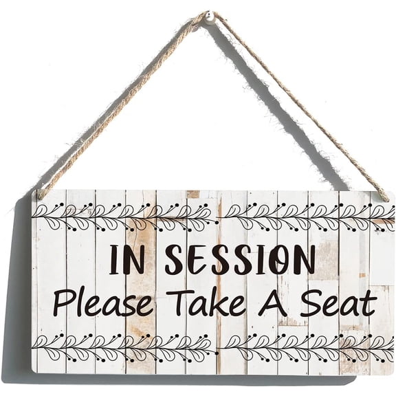 Zomyto in Session Please Take a Seat Sign Funny Farmhouse Do Not Disturb Wooden Hanging Sign 12 x 6 Inches