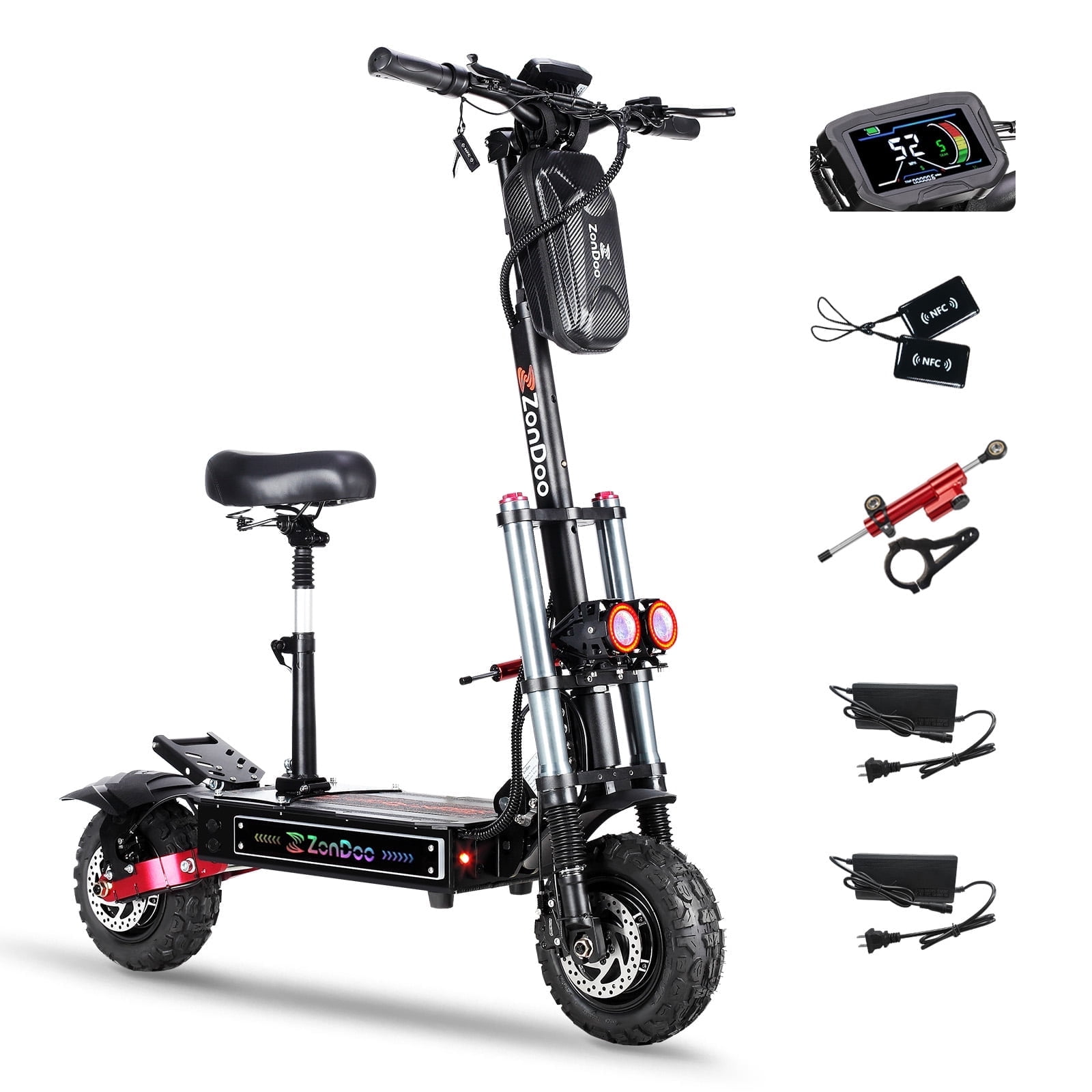 ZonDoo ZO03 Plus Adult Electric Scooter, 6000W, 58 MPH, 60 Mile