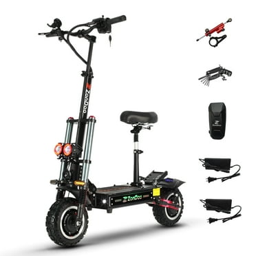 ZonDoo ZO03Plus Electric Scooter Adults with Damper,Up to 62 MPH 60 Miles Range,6000W  Dual Motors 11" Off-road Tires Escooter with Seat for Adults
