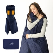 ZonL Electric Wearable Heated Blanket, Blue ,2-in-1 Design Portable Cordless Heated Blanket Battery Operated Heated Shawl Blanket, Rechargeable Power Bank for Home, Office, Travel, Gift for Christmas