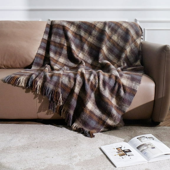 ZonLi Brown Throw Blanket, Fall Throw Blanket for Home Decor, Soft Lightweight Cozy All Season Decorative Vintage Blankets with Tassel for Bed and Sofa, 50'' x 60''