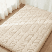 Zonli Japanese Floor Mattress Futon, Foldable Tatami Mat with Cotton Cover, Full 75x54, Khaki