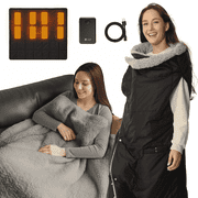 ZONLI 2-in-1 Cordless Heated Blanket & Wearable Vest, Black | Portable Battery Operated Electric Throw for Home, Office, Camping & Travel
