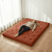 ZONLI Japanese Floor Futon Mattress, Full Size 75x39 | 100% Cotton, Foldable & Portable Tatami Sleeping Pad for Dorm, Living Room, Adult
