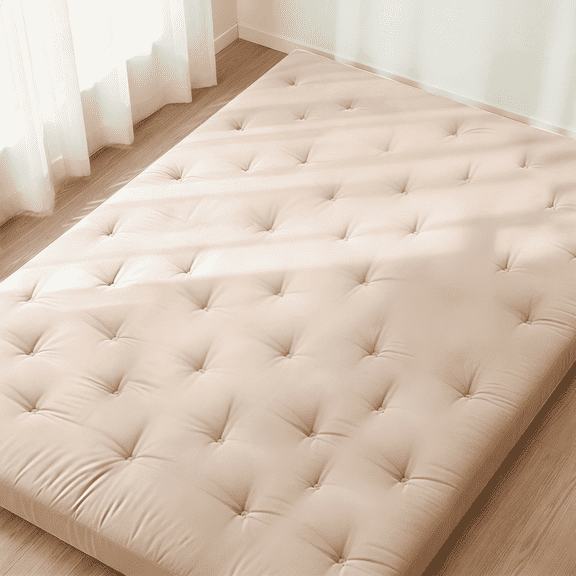 Zonli Japanese Floor Futon Mattress, 2.5" Cotton Folding Tatami Pad, Twin 75"x39", Khaki
