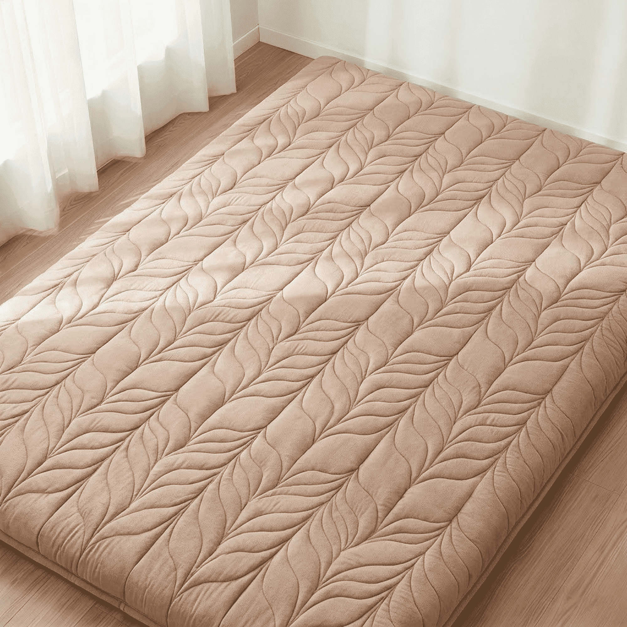 Zonli Japanese Floor Mattress Futon, Foldable Tatami Mat with Cotton Cover, Queen 80"x60", Coffee