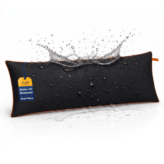 ZonLi Spill & Stain Repellent Memory Foam Body Pillow, Black, 20 x 54 in