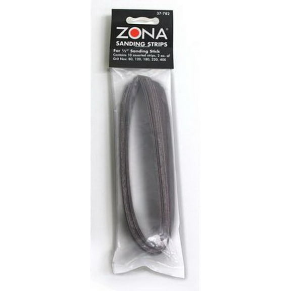 Zona 37782 1/2" Sanding Stick Cloth Back Sanding Strip Assortment