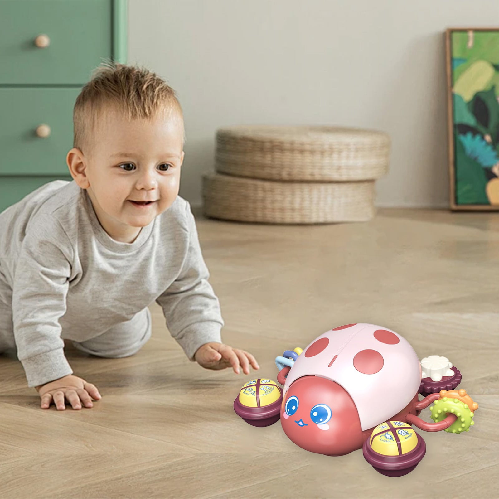 Zonao Crawling Toy with Fun Sounds,Sliding Rings,Spinning Ball and ...