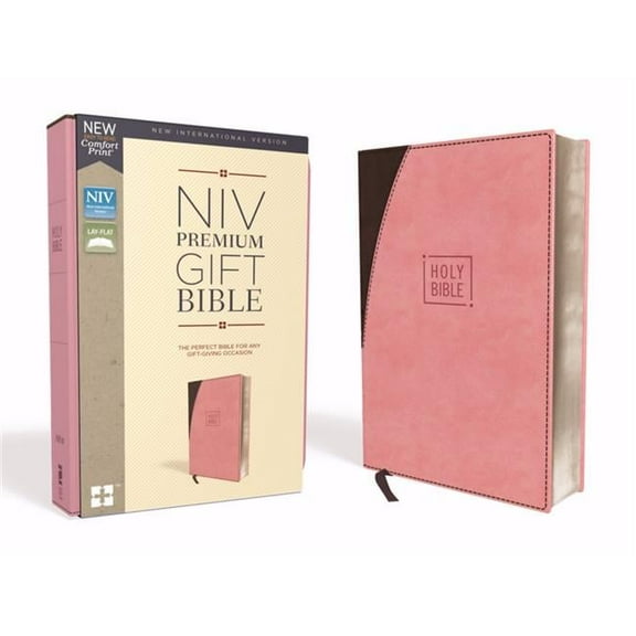 Zondervan 143979 NIV Premium Gift Bible Leathersoft - Comfort Print, Pink & Chocolate