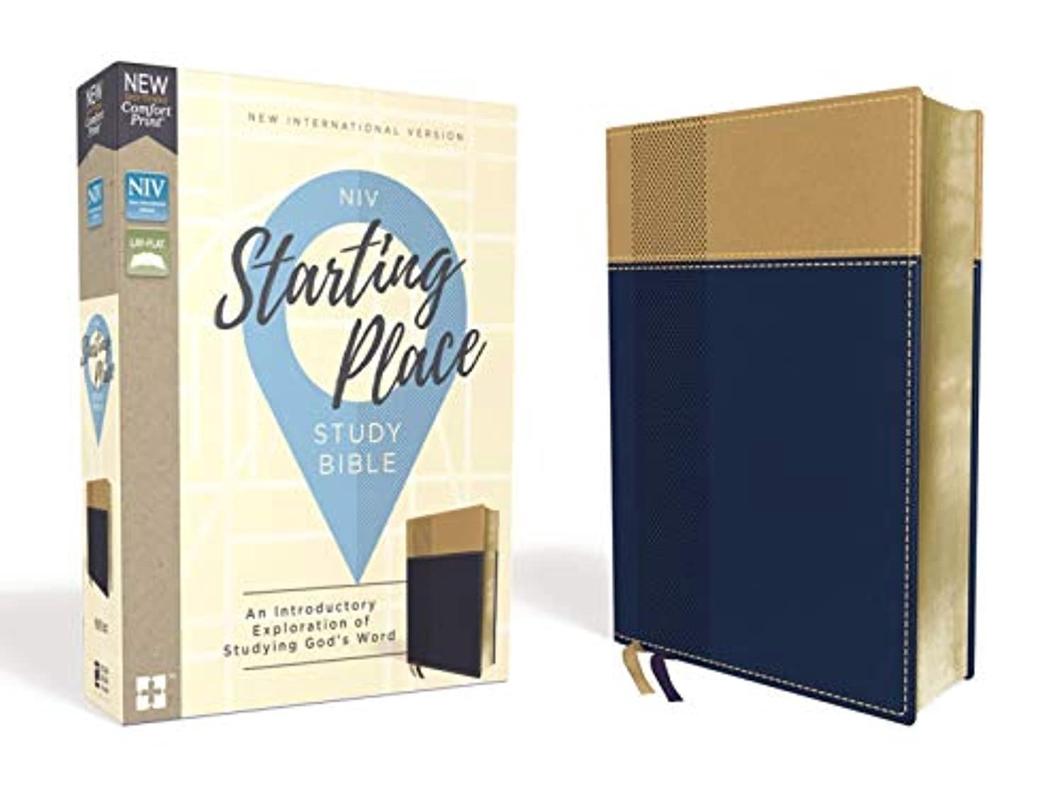 Zondervan 144111 Navy &amp; Tan Leathersoft NIV Starting Place Study Bible - Walmart.com