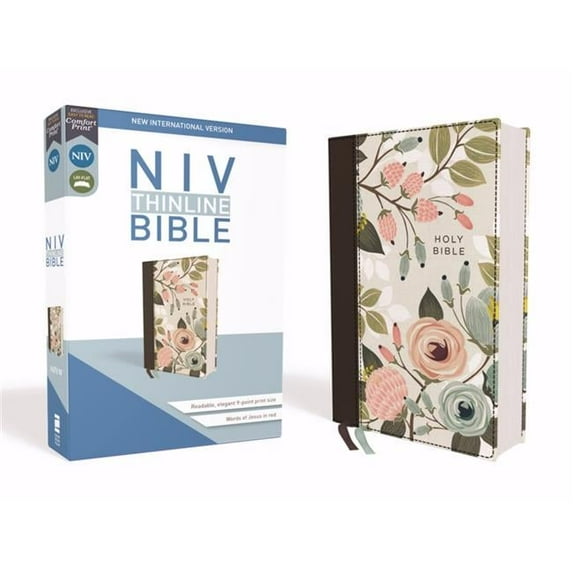 Zondervan 148701 NIV Thinline Bible - Comfort Print - Floral Cloth Over Board - Apr 2020
