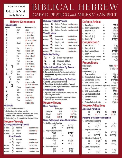 GARY D PRATICO; MILES V VAN PELT Zondervan Get an A! Study Guides: Biblical Hebrew Laminated Sheet (Other)