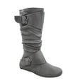 thumbnail image 1 of Zone 70 Women's Comfort Zipper Buckle Slouch Casual Flat Heel Mid Calf Round Toe Boots ( Gray, 6.5), 1 of 2
