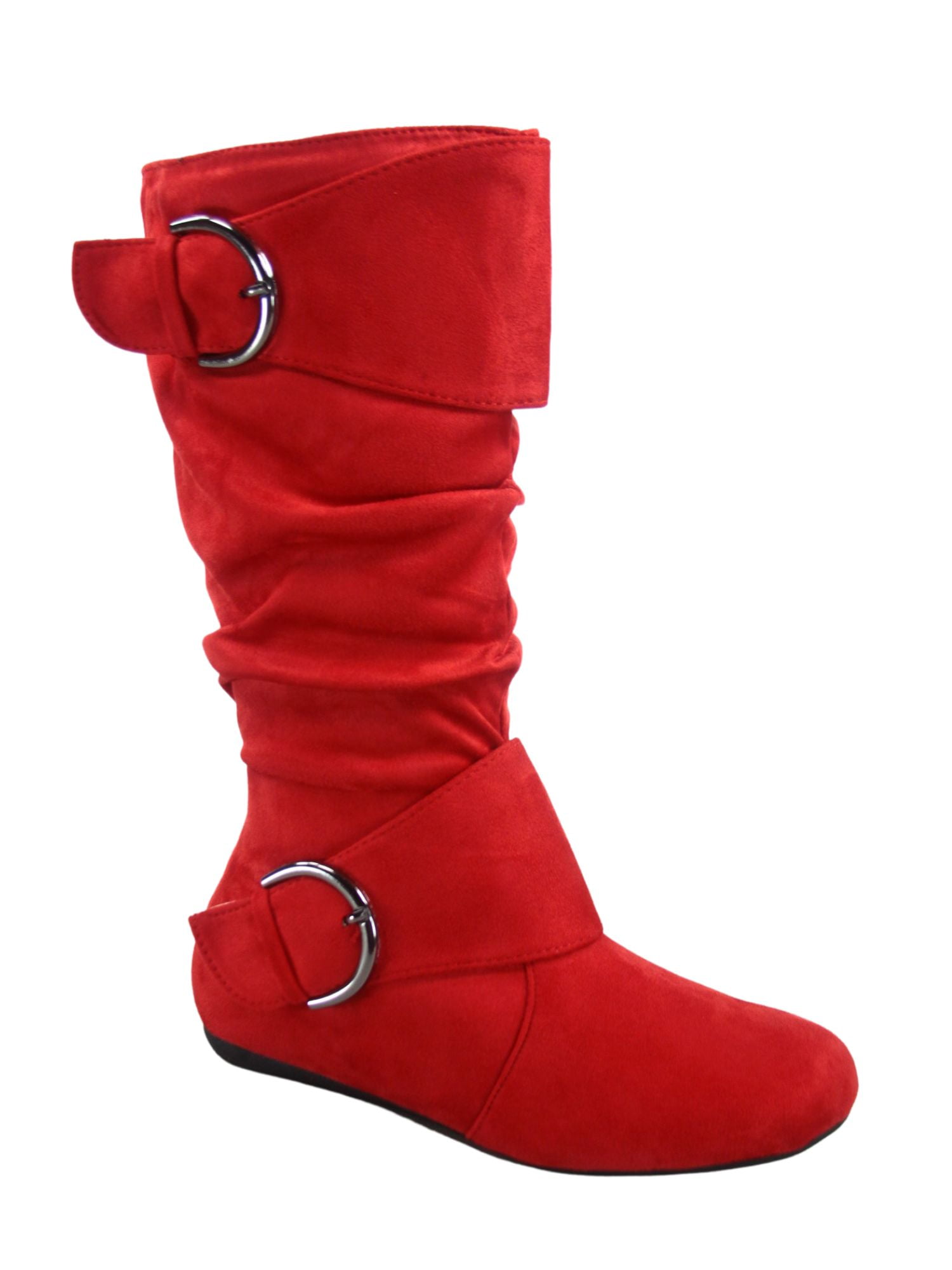 Red flat heel best sale boots