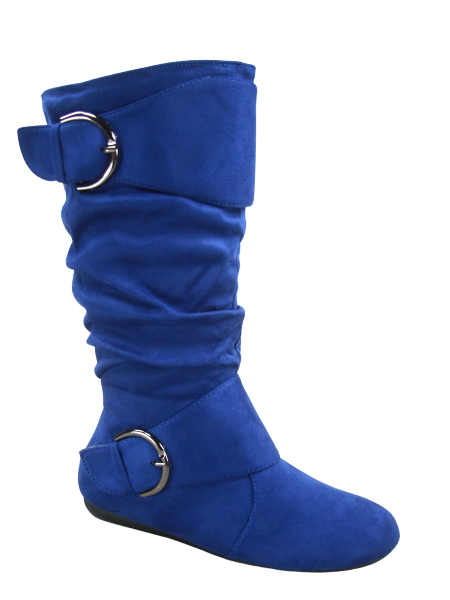Flat blue boots best sale
