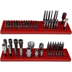 Zone Bit Organizer Set (Red) – 158-Hole Bit Storage – 1/4" Hex Bits & Drive Bits Adapter Storage – Toolbox Storage (Tools Not Included)