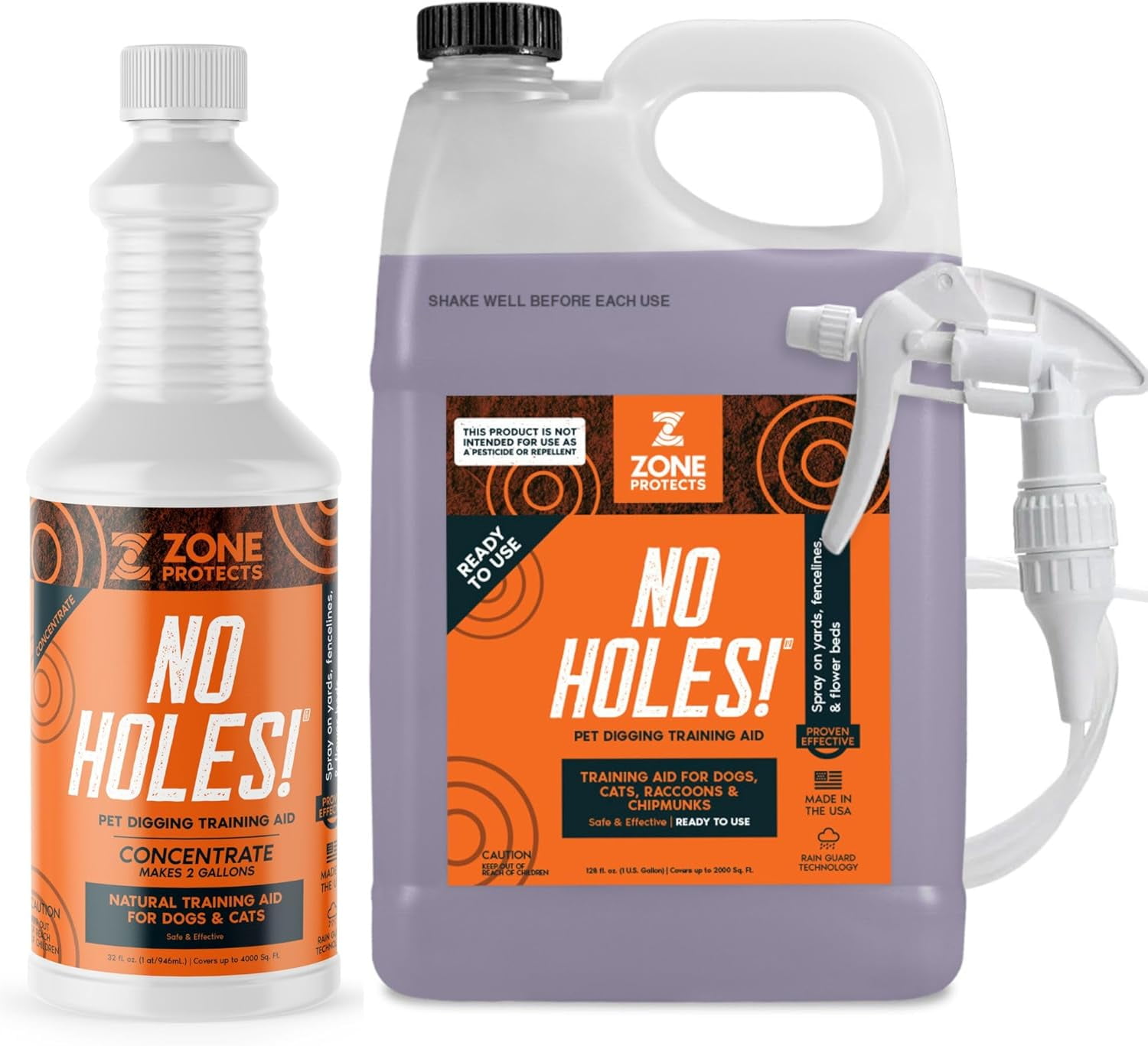 Zone No Holes Digging Dog Prevention  1 Gallon with Trigger Sprayer + 32oz Concentrate Bundle, Best Training Aid, Stops Dogs from Digging Holes, Concentrate Makes 2 More Gallons