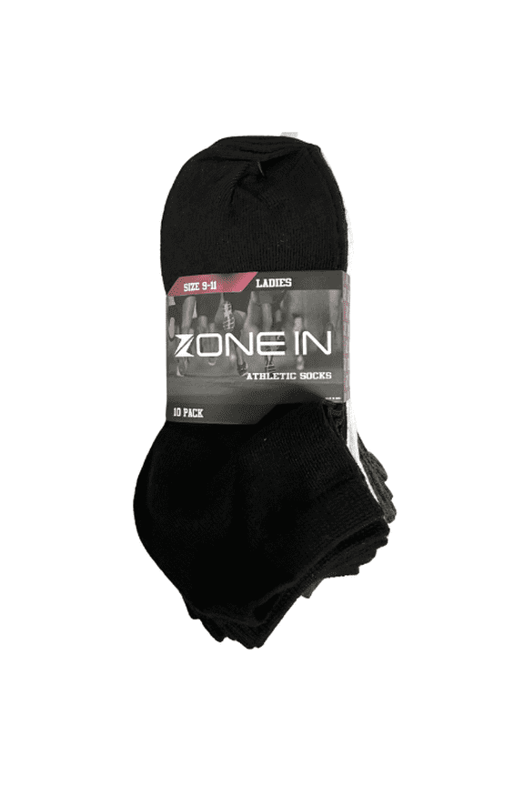 Ladies Athletic Socks, Size 9-11, 10 Pack