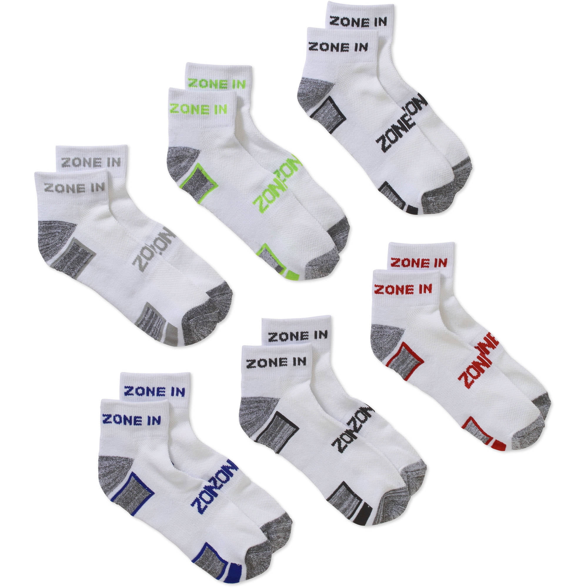 Zone In by Men's Athletic Cushioned Quarter Socks 6Pack