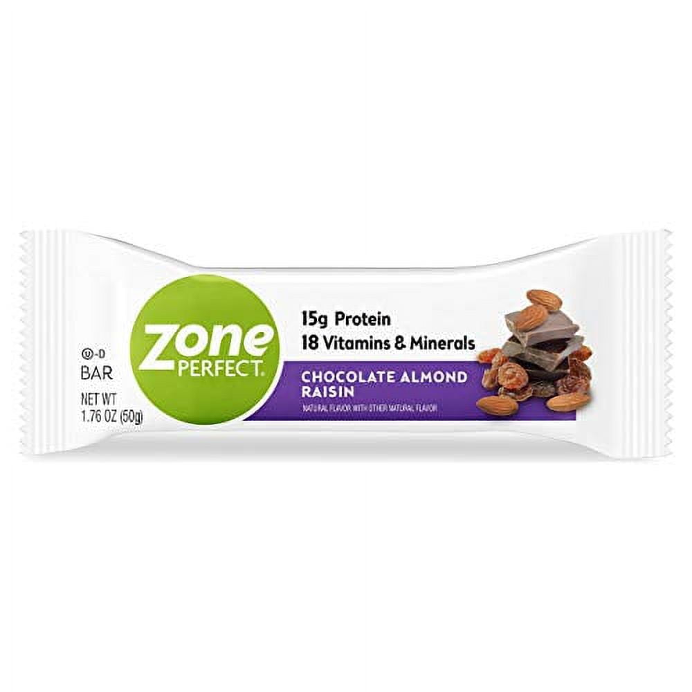 Zone Perfect Protein Bars, Chocolate Almond Raisin, 12g of Protein