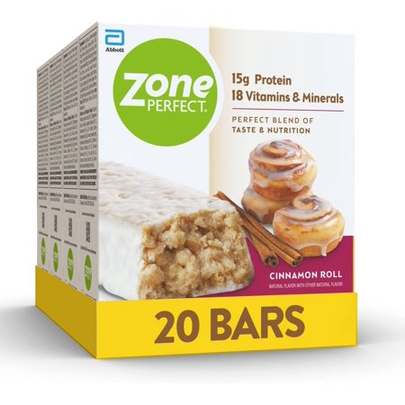 Zone Perfect Protein Bars, Cinnamon Roll, 15g of Protein, Nutrition Bars with Vitamins & Minerals, Great Taste Guaranteed, 20 Bars