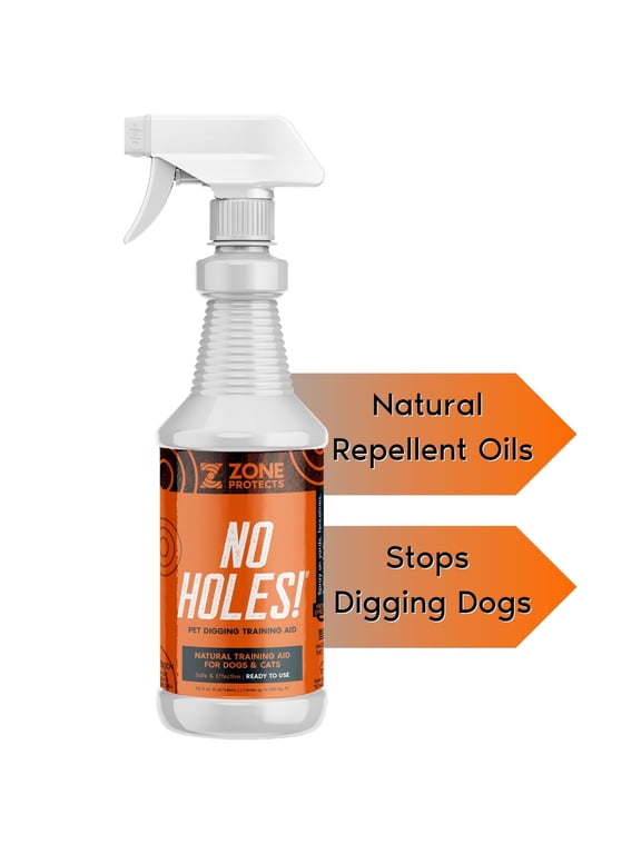 No Holes Digging Dog Prevention Spray 32oz; Stop Dogs from Digging in Yards, Gardens, Flower Beds and Under Fences; All-Natural Digging Deterrent
