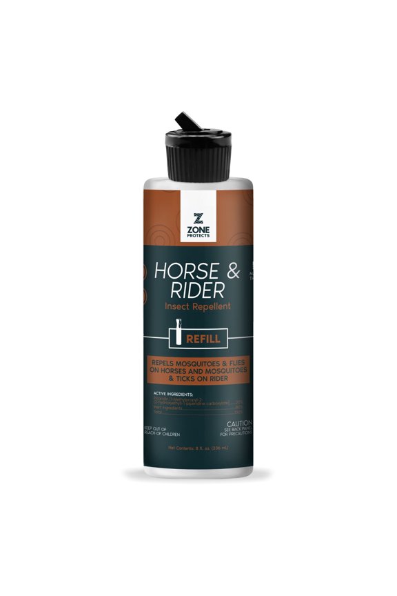 Horse & Rider Fly and Insect Picaridin Spray; 8oz Refill; Light Fresh Scent, Works for 12-hrs on 300 Species of Fly; Non-Oily, Safe for All Breeds