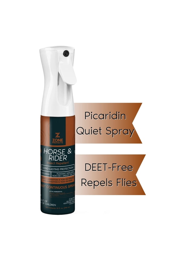 Horse & Rider Fly & Insect Spray; Picaridin Fly & Insect Repellent, Continuous Spray (non-aerosol), Refillable. Light Fresh Scent.  Works for 12-hrs on 400 Fly Species
