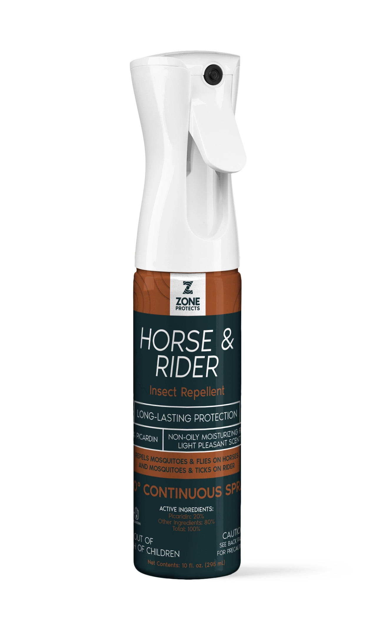Zone Protects Horse & Rider Spray, Picaridin Insect Repellent. Unique 10 oz Continuous Spray