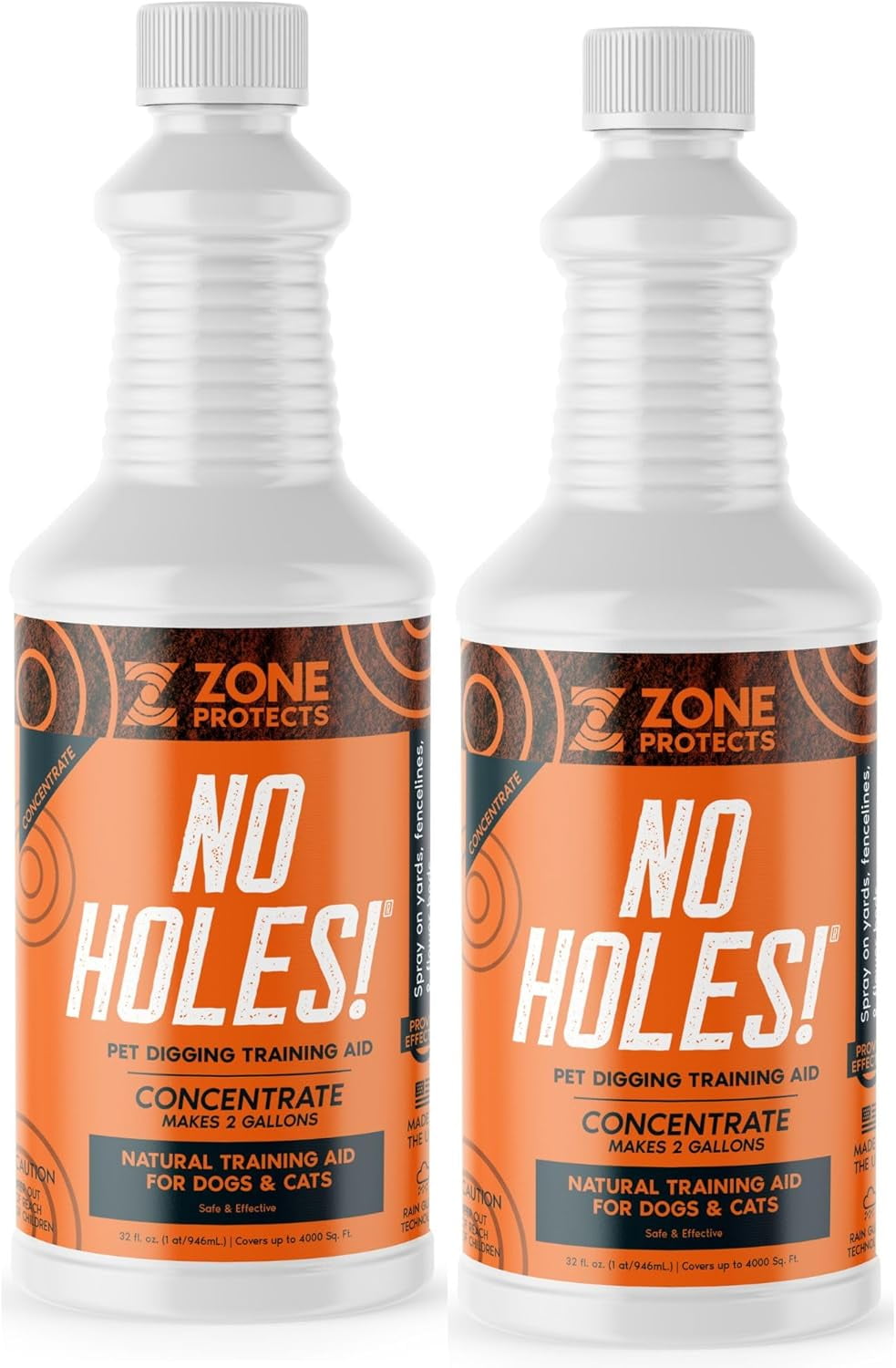 Zone Protects No Holes Digging Dog Prevention  (2) Concentrate Bundle, Saves 80%, Each Bottle Makes 2 Gallons, Stop Dogs from Digging