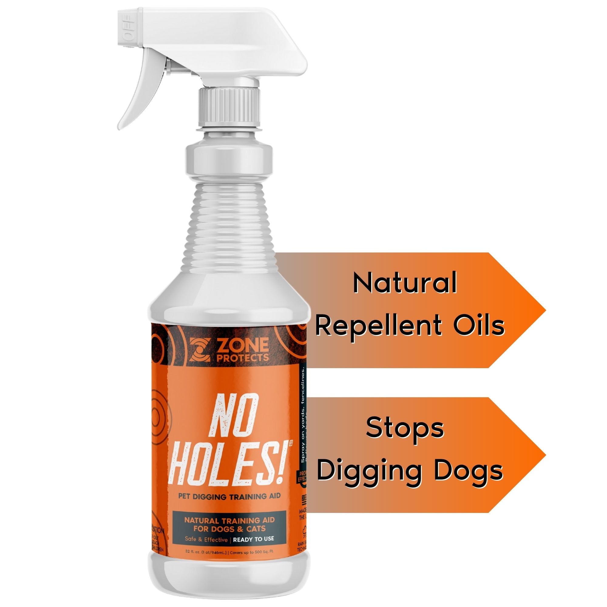 Zone Protects No Holes Digging Dog Prevention Spray 32oz Stop Dogs from Digging in Yards Gardens Flower Beds and Under Fences All Natural Digging