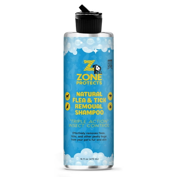 Zone Protects Pets Natural Flea & Tick Removal Shampoo; Natural Citrus Scent, Removes Pests and Protects