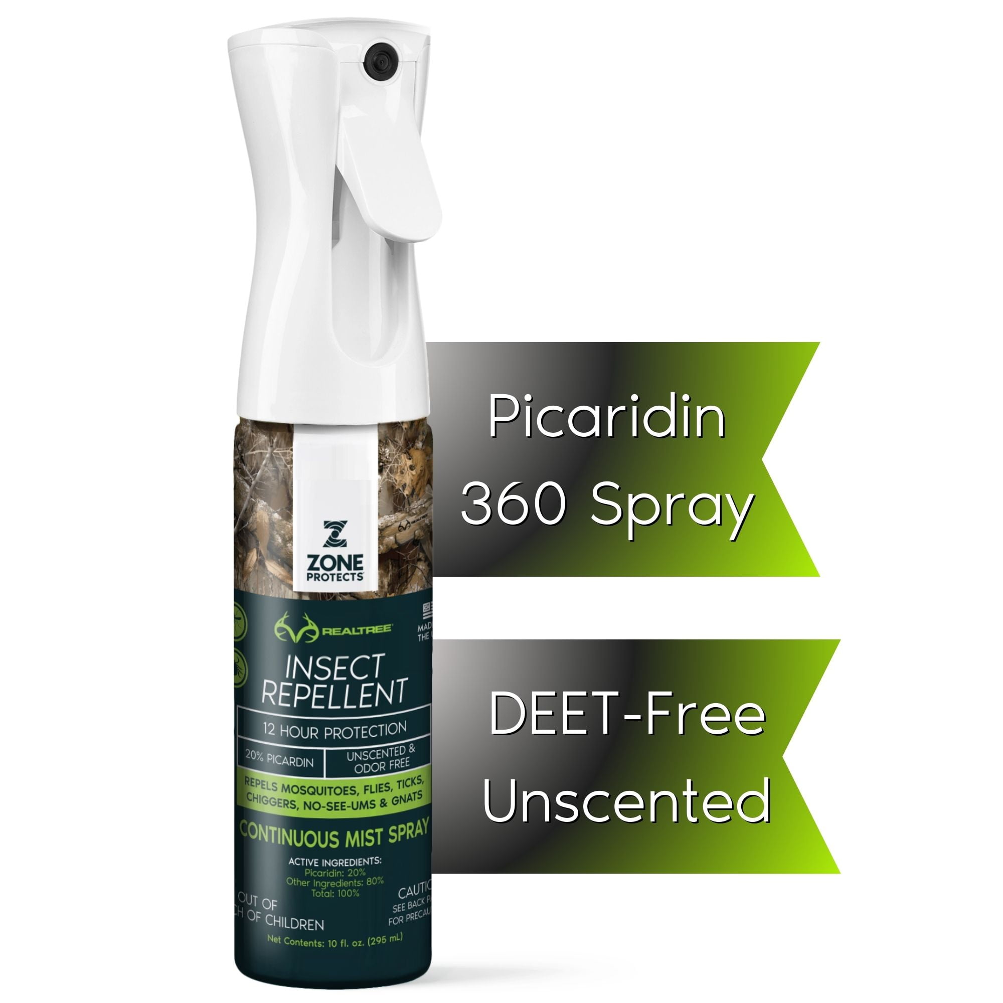 Zone Protects Realtree Insect Repellent; Made with Picaridin (DEETFree