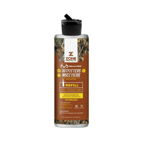 Zone Realtree Outfitters Permethrin Insecticide Refill, 8 oz. Kills Ticks on Contact