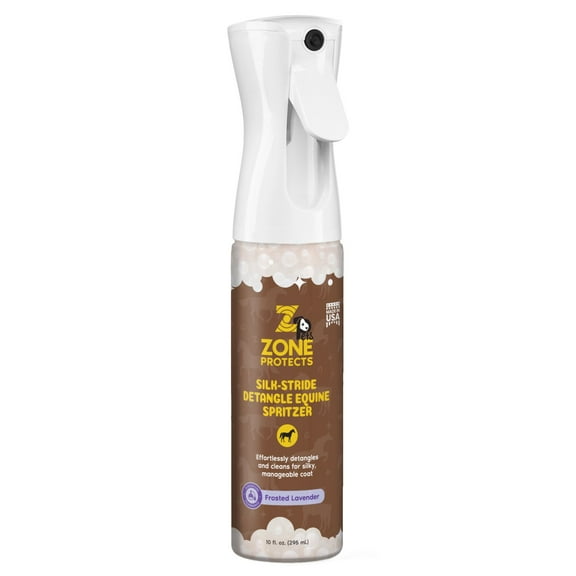 Zone Protects Silk-Stride Detangle Equine Spritzer; Brush Out Tangles in Tails and Manes; Frosted Lavender Scented; Continuous Spray