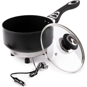 Zone Tech 12V Stainless Steel Saucepan, 2-Quart Non-stick Saucepan with Glass Vented Lid, Stay-cool Handle, Rapid Heat Up, Portable, Perfect For Camping, Picnic and more