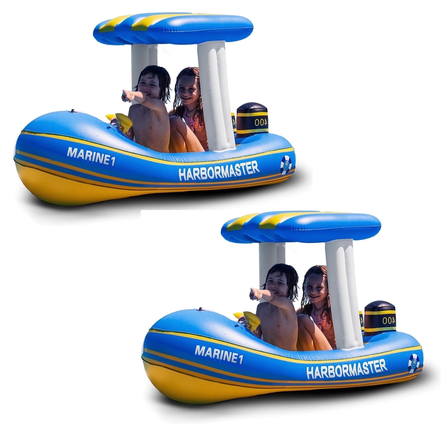★87MM★ Mmlg PLAY HEAVY HFT SEA BLUE Zone Tech 2 PACK Harbor Master Inflatable Patrol Boat Pool