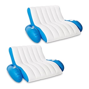 Zone Tech 2 PACK Inflatable Pool Recliner Luxury Float - High & Dry Duo Float, Cup Holders & Handles, Heavy-Duty Lounge for Pool, Lake Float, River Raft, Beach Chair-Perfect Lounger Gift for Adults