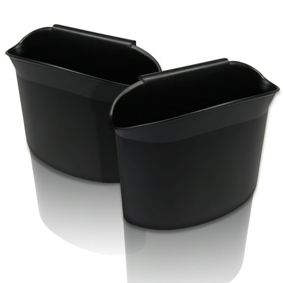 Zone Tech 2-Pack Black Portable Vehicle Leakproof Mini Trash Can Universal Fit Car Hanging Garbage Bin