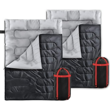 Zone Tech 2 Pack Double Camping Sleeping Bag w/ Pillows – 3-4 Season Lightweight Waterproof Warm & Cool Weather Adult & Kids Sleeping Bag Converts into 2 Single -Camping, Hiking, Outdoors