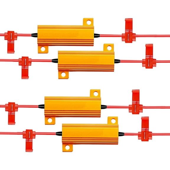 Zone Tech 50W 6Ohm LED Load Resistors - 4-Pieces  LED Load Resistors for LED Turn Signal Lights or LED License Plate Lights or DRL (Fix Hyper Flash, Warning Cancellor)