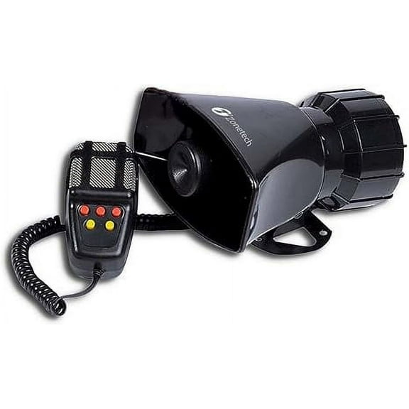 Zone Tech 80W Emergency Sounds Electric Horn-Hooter/Fire Alarm/Ambulance/Siren/Traffic Sound with PA Microphone System